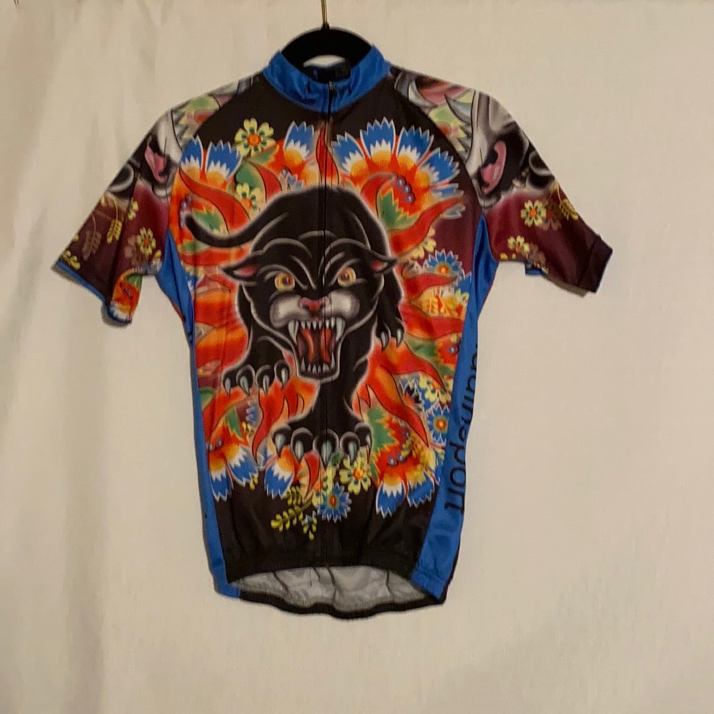 Jaguar themed cycling jersey SIZE LARGE NWOT